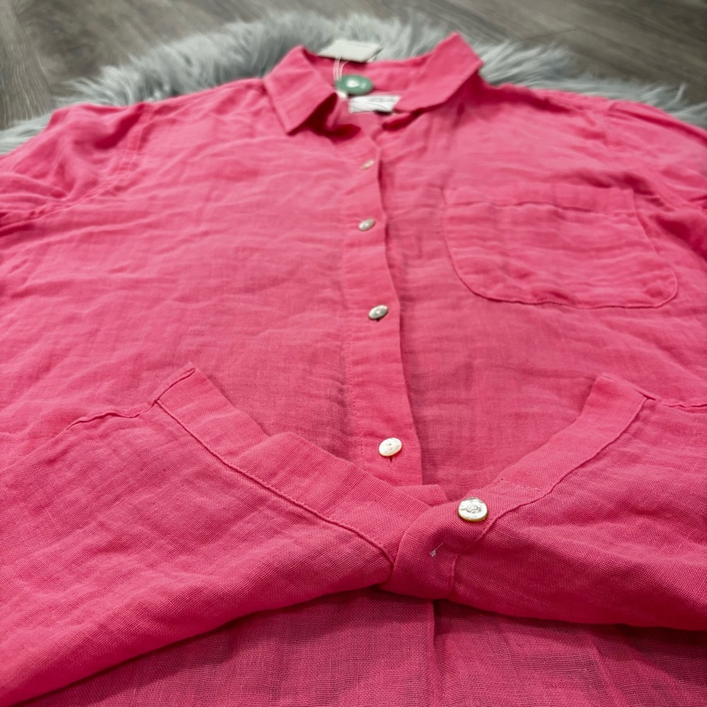 RAILS Ellis button down cotton gauze blouse in Malibu pink - small NWT - Picture 5 of 9